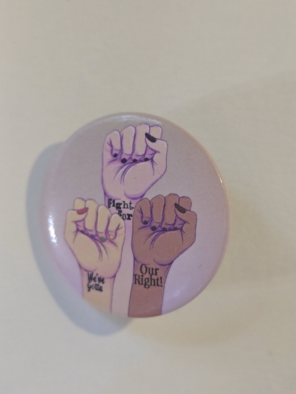 Feminist Pink Round Button Pin